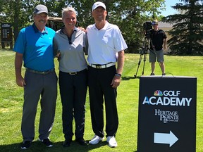 Instructors Paul Horton, left, Tiffany Gordon and Bob McArthur were all smiles as they opened Canada's first Golf Channel Academy at Heritage Pointe, just south of Calgary.