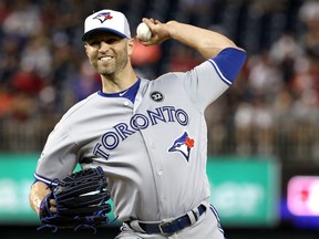 J.A. Happ of the Toronto Blue Jays and the American League pitches in the 10th inning against the National League during the 89th MLB All-Star Game at Nationals Park on July 17, 2018 in Washington, DC. (PATRICK SMITH/Getty Images)