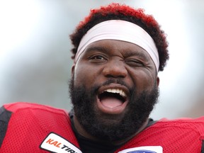 Calgary Stampeders Derek Dennis during their game against Hamilton Tiger-Cats at McMahon Stadium in Calgary, on Saturday June 16, 2018. Leah Hennel/Postmedia