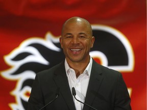 NHL great Jarome Iginla retires a Calgary Flames at the Scotiabank Saddledome in Calgary on Monday July 30, 2018.