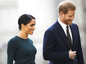 Britain's Prince Harry and Meghan Duchess of Sussex arrive to meet with the Irish Prime Minister Leo Varadkar, at government buildings in Dublin, Ireland, Tuesday, July 10, 2018. The Royal couple arrived in the Irish capital for a two day visit.
