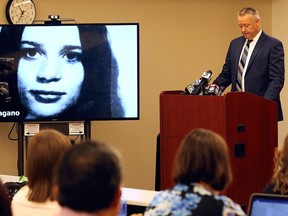 Jesse T. Leeser, Akron Police deputy chief, talks about the case during a news conference updating the Linda Pagano case at the Cuyahoga County Medical Examiner's office on Thursday, July 12, 2018, in Cleveland, Ohio.