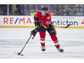 PENTICTON,BC:SEPTEMBER 8, 2017 -- Calgary Flames Brett Pollock during the NHL Young Stars Classic hockey action against the Edmonton Oilers at the South Okanagan Events Centre in Penticton, BC, September, 8, 2017. (Richard Lam/PNG) (For ) 00050534A