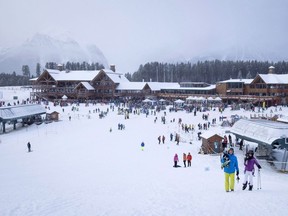 A sentencing hearing is underway for a world-renowned ski resort in Alberta to determine how large a fine it will have to pay after admitting to cutting down a stand of endangered trees. Skiers leave the resort after a power failure shut down all operations at the women's World Cup downhill ski race at Lake Louise, Alta., Saturday, Dec. 2, 2017.