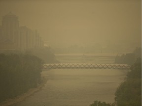 A smoky Calgary, on Wednesday August 15, 2018.