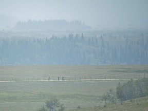 Smoke fills the sky west of Calgary. This image comes from the Morley area.