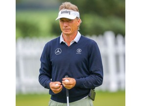 PGA golfer Bernhard Langer on the practice putting green getting ready for the Shaw Charity Classic at Canyon Meadows Golf Club. Al Charest/Postmedia