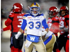 The Stamps will have their hands full with versatile Winnipeg Blue Bombers running back Andrew Harris. Photo by Al Charest/Postmedia.