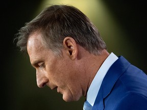 Maxime Bernier announces he will leave the Conservative party during a news conference in Ottawa, Thursday Aug. 23, 2018.