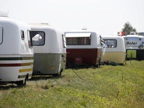 Some trailers are themed while others stay traditional at the 50th anniversary celebration weekend in Winnipeg on Wednesday, August 15, 2018. Hundreds of Boler trailers, originally invented and manufactured in Winnipeg, from all corners of North America hit the road and made their way to Winnipeg to celebrate the birth of the iconic camper trailer. THE CANADIAN PRESS/John Woods