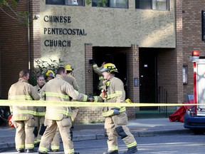 Calgary Fire reacted fast to a small fire at the Chinese Pentecostal Church in downtown Calgary on Friday August 31, 2018. Darren Makowichuk/Postmedia