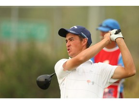 Cory Pereira tees off during play at the ATB Financial Classic at the Talons at Country Hills Golf Course in Calgary on Saturday, August 11, 2018. Jim Wells/Postmedia