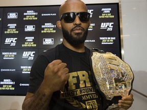 UFC flyweight champion Demetrious Johnson poses for a photo during a media availability at Rogers Place in Edmonton Wednesday, July 26, 2017. (David Bloom/Postmedia)