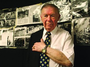 Holocaust survivor Philip Riteman shows his prisoner number 98,706 when he laboured at Nazi concentration camps on Wednesday, May 4, 2011.