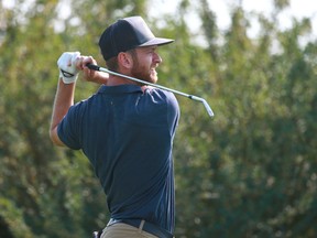 American golfer Tyler McCumber hits a tee shot at the ATB Financial Classic at the Talons course at Country Hills Golf Club in northeast Calgary on Thursday, August 9, 2018. Jim Wells/Postmedia