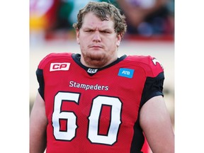 Calgary Stampeders lineman Shane Bergman appears to be over his recent bout of vertigo. Photo by Al Charest/Postmedia.