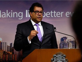 Mayor Naheed Nenshi answers media questions about the newly released results of the 2018 Calgary census at Calgary's city hall on Friday, July 27, 2018.