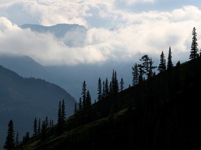 Clouds on the peaks of Kananaskis country west of Calgary.
