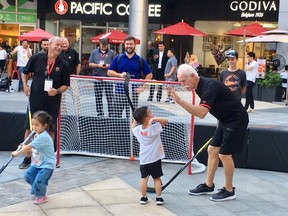 Calgary Flames franchise icon Lanny McDonald was a hit with the kids at Thursday’s NHL Fan Fest at an outdoor mall in Shenzhen, China.
