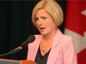 Alberta Premier Rachel Notley speaks at a news conference in Edmonton on Thursday Aug. 30, 2018 after a bombshell court decision threw the Trans Mountain pipeline into doubt.