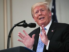 U.S. President Donald Trump speaks during a news conference, Wednesday, Sept. 26, 2018, in New York.