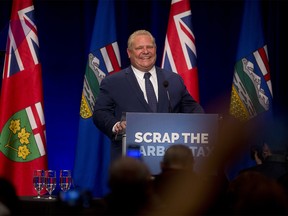 Doug Ford during the Scrap the Carbon Tax Rally in Calgary on Friday October 5, 2018. Leah Hennel/Postmedia