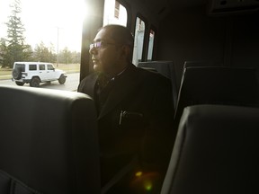 Cold Shot President Sunny Balwaria poses for a photo in one of the company's buses, in Edmonton Wednesday Oct. 31, 2018.