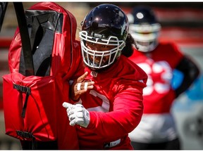 Calgary Stampeders Nila Kasitati during practice earlier this season. Photo by Al Charest/Postmedia