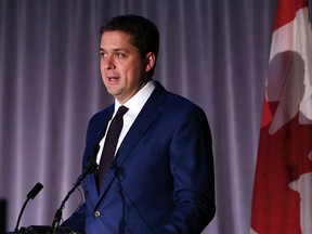 Conservative Party of Canada leader Andrew Scheer speaks during the New West Public Affairs Energy Relaunch event at the Metropolitan Centre in Calgary on Thursday October 25, 2018 Gavin Young/Postmedia