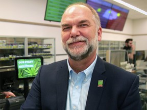 Jim Riege, Senior Director at Calgary Coop Cannabis poses for a photo inside the new Coop Cannabis retail store in southwest Calgary Thursday, October 25, 2018. Dean Pilling/Postmedia