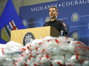 Inspector Keith Cain, of the CPS Criminal Network Section, speaks to media on Thursday, Oct. 11, 2018, about a record-breaking drug bust following a three-month investigation.