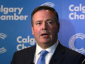 UCP Leader Jason Kenney speaks at a Calgary Chamber luncheon at the Hyatt Regency in downton Calgary on Tuesday, October 9, 2018. Dean Pilling/Postmedia