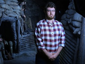 Cam Bartlett, great great nephew of George Lawrence Price of Falmouth, N.S., who is widely believed to be the last Canadian soldier killed before armistice took effect at 11 a.m. on Nov. 11, 1918, poses for a photo at the Military Museum in Calgary, on Wednesday November 7, 2018. Leah Hennel/Postmedia