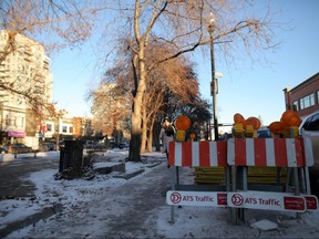 The city has put a temporary halt to ongoing work on 17 Ave. SW shopping corridor in Calgary on Saturday November 17, 2018. Leah Hennel/Postmedia