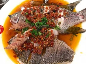 Steamed fish with chilis