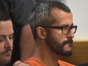 In this Aug. 21, 2018 file photo, Christopher Watts is in court for his arraignment hearing at the Weld County Courthouse in Greeley, Colo. (RJ Sangosti/The Denver Post via AP, Pool, File)