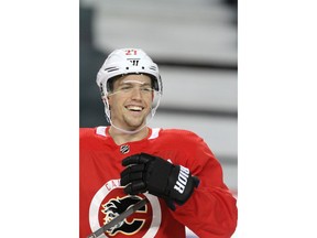 Flames Austin Czarnik skates during practice at the Saddledome in Calgary on Monday, October 8, 2018. The Flames head on the road for three games starting in Nashville Monday, Oct 9. Jim Wells/Postmedia