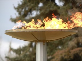 The Olympic Cauldron is lit at the Olympic Oval in Calgary on Friday, November 2, 2018. Dean Pilling/Postmedia