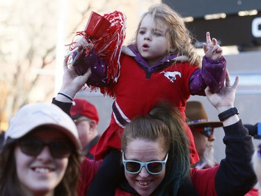 Thousands of fans turned out for a rally celebrating the Calgary Stampeders victory in the 106th Grey Cup outside city hall in Calgary on Tuesday, Nov. 27, 2018.