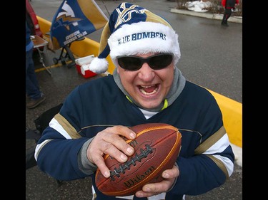 Winnipeg Blue Bomber fan Todd Fisette is ready for the game during the CFL Western Final in Calgary at McMahon Stadium on Sunday, November 18, 2018. Jim Wells/Postmedia