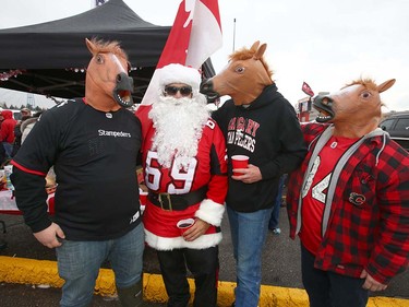 Calgary Stampeder fans tailgate and are dressed for the hometeam during the CFL Western Final in Calgary at McMahon Stadium on Sunday, November 18, 2018. Jim Wells/Postmedia