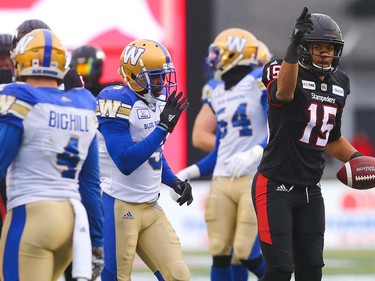 Calgary Stampeders Eric Rogers during the 2018 CFL Western Final against the Winnipeg Blue Bombers in Calgary on Sunday, November 18, 2018. Al Charest/Postmedia
