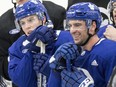 Mitch Marner and John Tavares at Leaf practice in Toronto on October 31, 2018. Craig Robertson/Toronto Sun