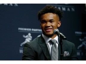Kyler Murray of Oklahoma speaks at the press conference for the 2018 Heisman Trophy Presentation on Saturday.