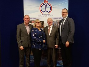 Calgarians Mike Rogers (from left), Dorothy Padget, Jim Donlevy and Rob Kerr are among the 10 Albertans set to be inducted into the Alberta Sports Hall of Fame making up the Class of 2019. Photo courtesy Donna Hateley/Alberta Sports Hall of Fame & Museum