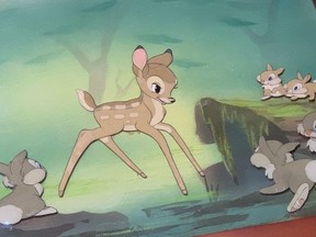A framed animation drawing from the movie "Bambi" is seen in this undated handout photo.
