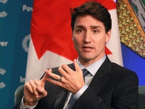 Prime Minister Justin Trudeau delivers the keynote address to the Calgary Chamber of Commerce in the Imperial Ballroom at the Hyatt Regency in Calgary on Thursday, November 22, 2018. Jim Wells/Postmedia