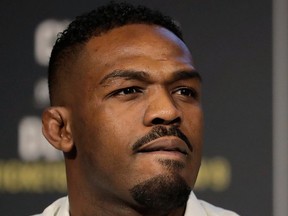 In this Nov. 2, 2018, file photo, Jon Jones talks in New York about his mixed martial arts light heavyweight bout against Alexander Gustafsson at UFC 232.