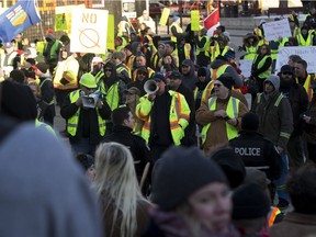 About 200 people marched in anger as part of a yellow jacket protest in downtown Edmonton.