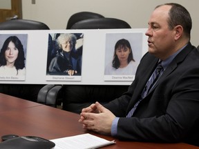 Staff Sgt. Jason Zazulak with the RCMP's Serious Crime Branch discusses the cases of Shelly-Ann Bascu, Stephanie Stewart and Deanna McNeil and what goes into investigating historical homicides, in Edmonton Friday Jan. 18, 2019.